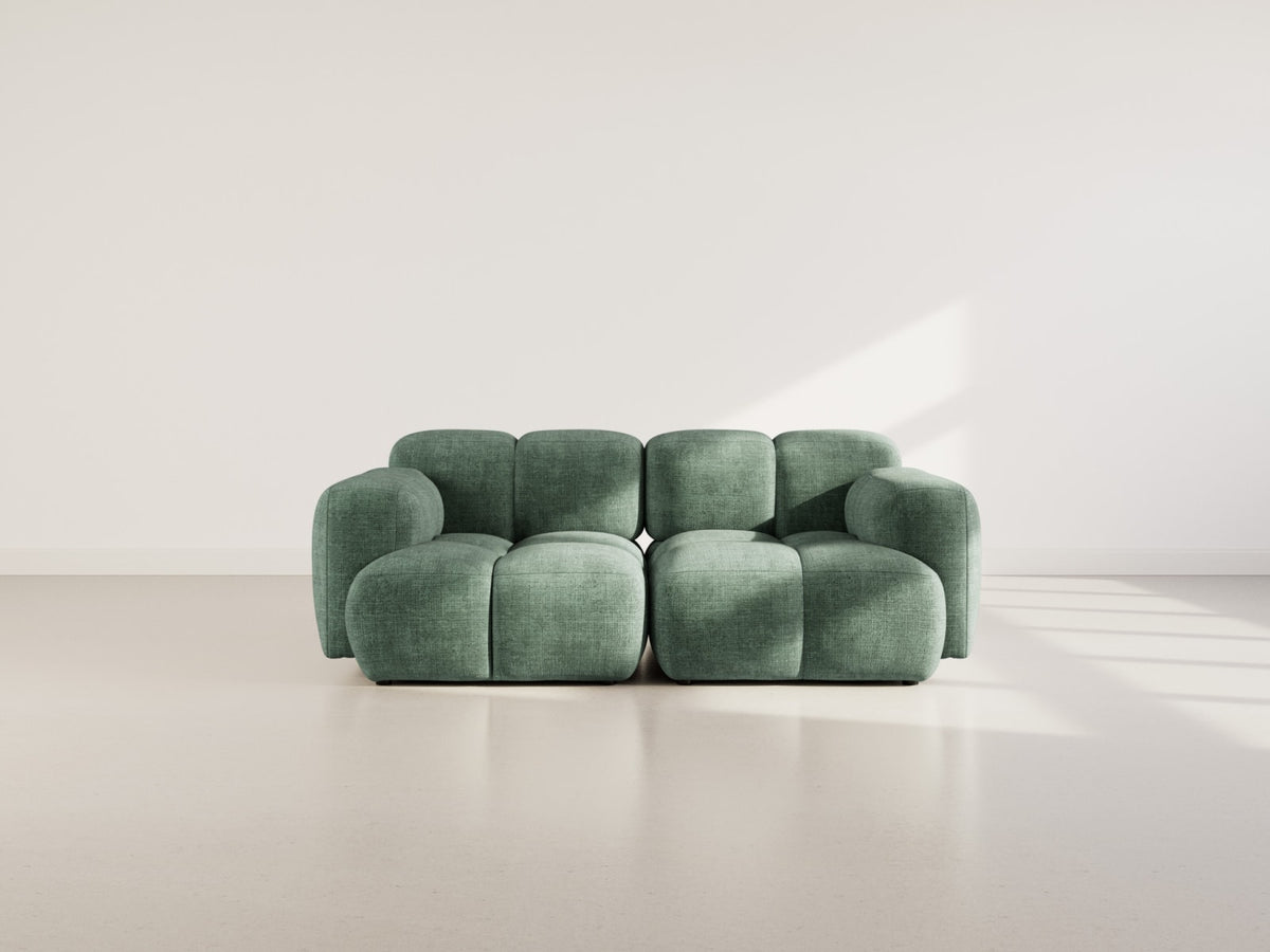 Canapé CLOUD modulable 2 places en velours texturé vert - GRACE