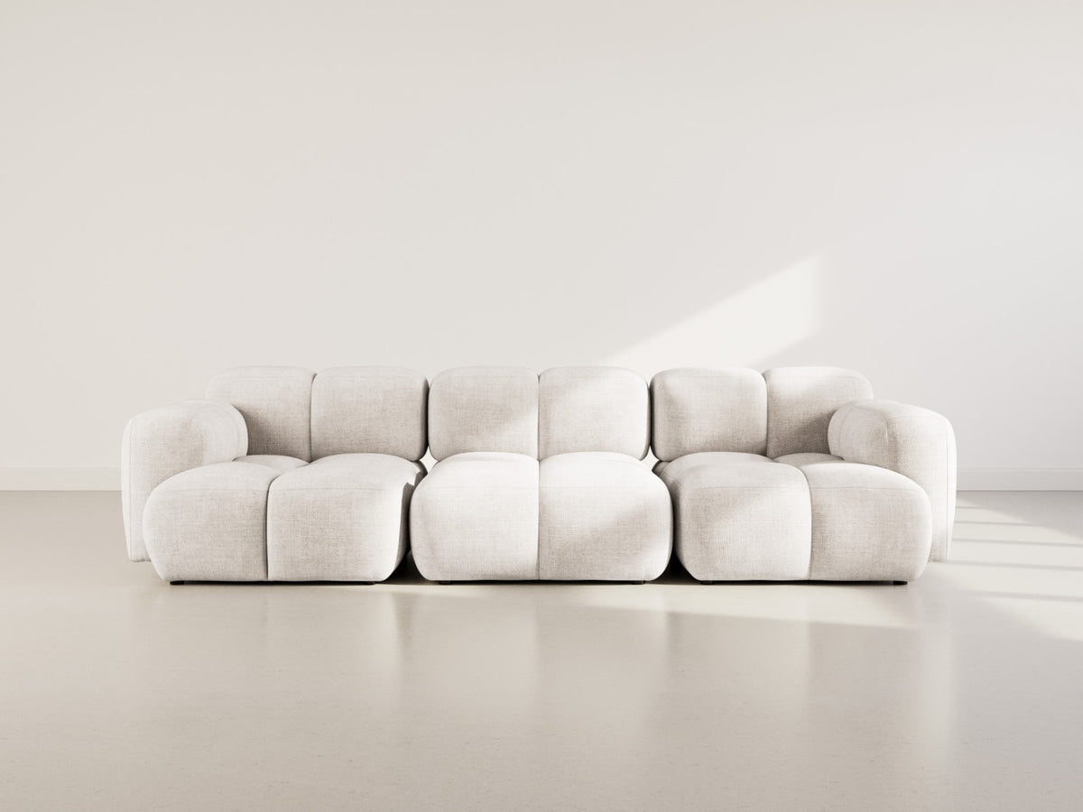 Canapé CLOUD modulable 3 places en velours texturé beige - GRACE