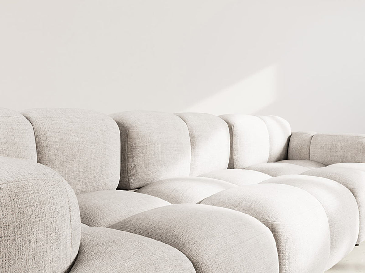 Canapé CLOUD modulable 3 places en velours texturé beige - GRACE