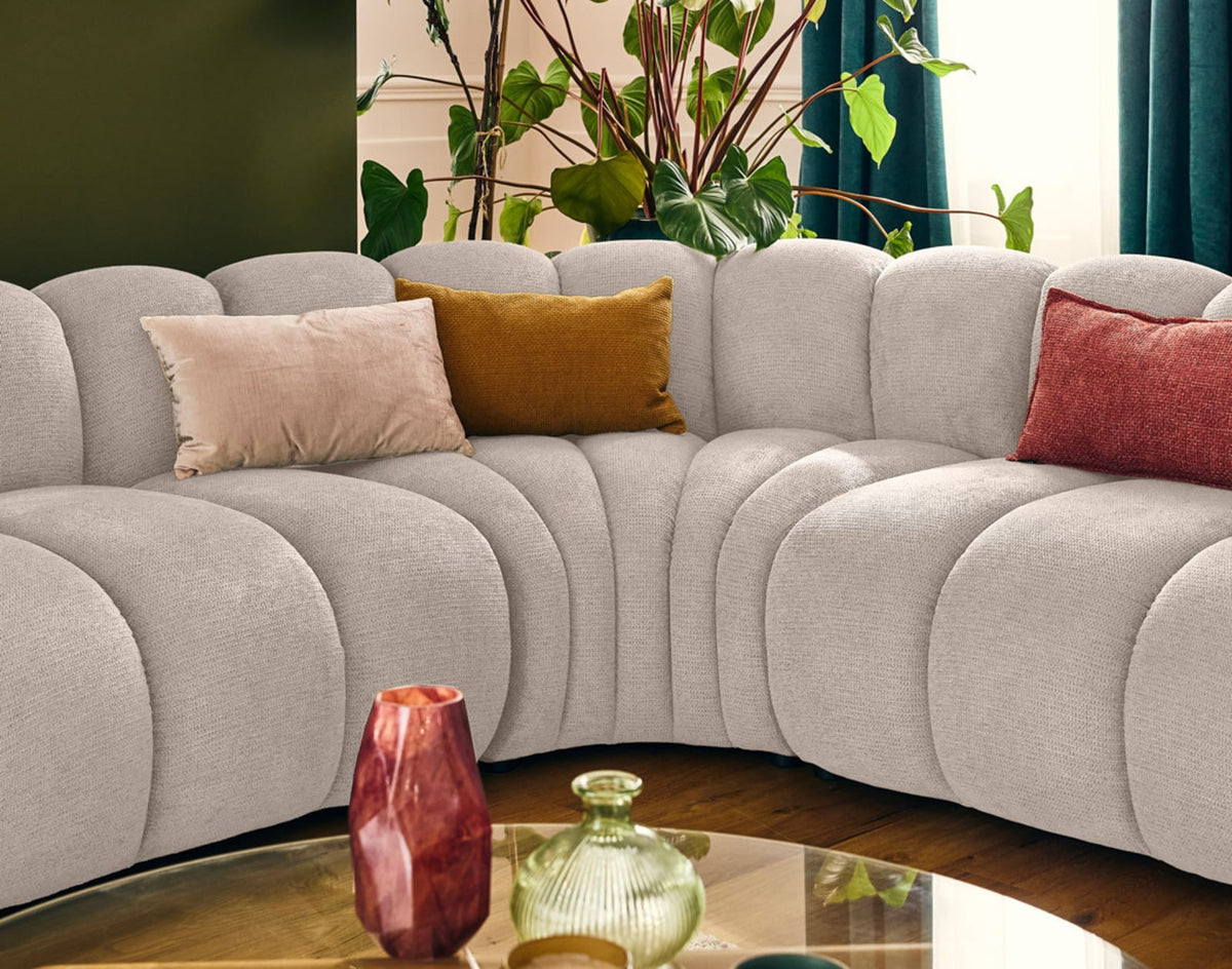 Canapé CLOUD modulable 5 places en tissu texturé beige - DEBBIE