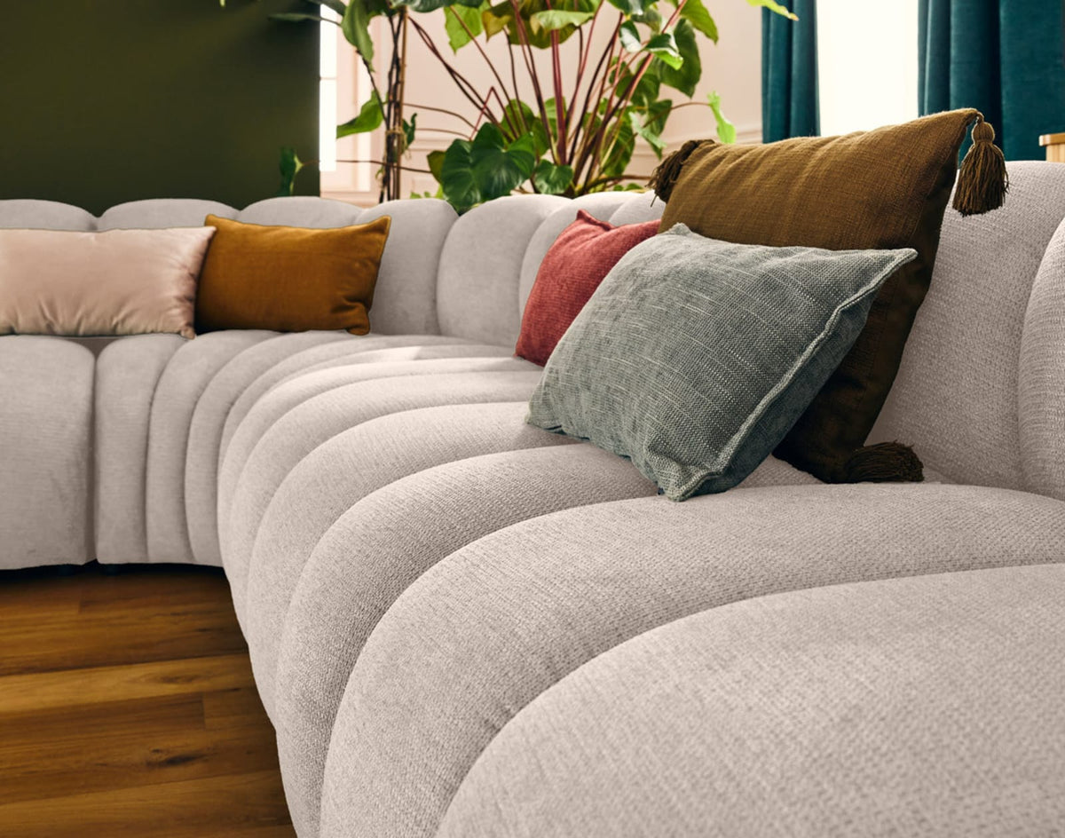 Canapé CLOUD modulable 5 places en tissu texturé beige - DEBBIE
