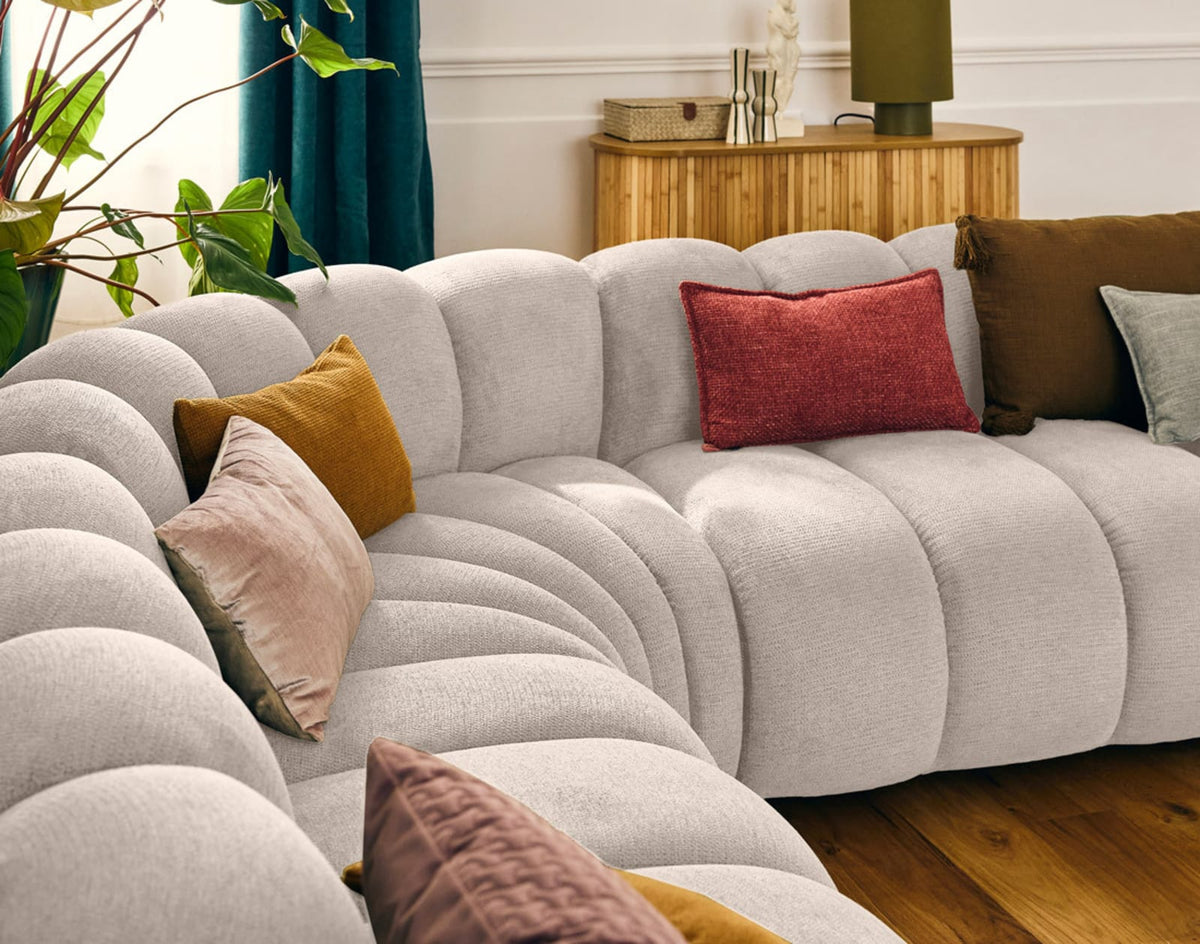 Canapé CLOUD modulable 5 places en tissu texturé beige - DEBBIE