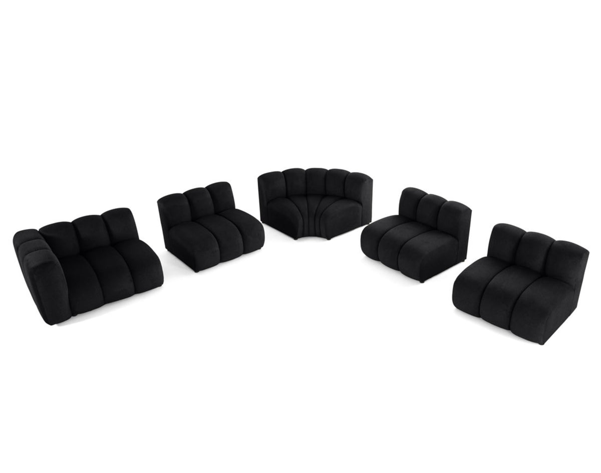 Canapé CLOUD modulable d'angle droit 5 places en tissu texturé noir - DEBBIE