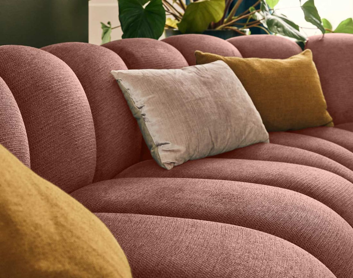 Canapé CLOUD modulable d'angle droit 5 places en tissu texturé rose - DEBBIE