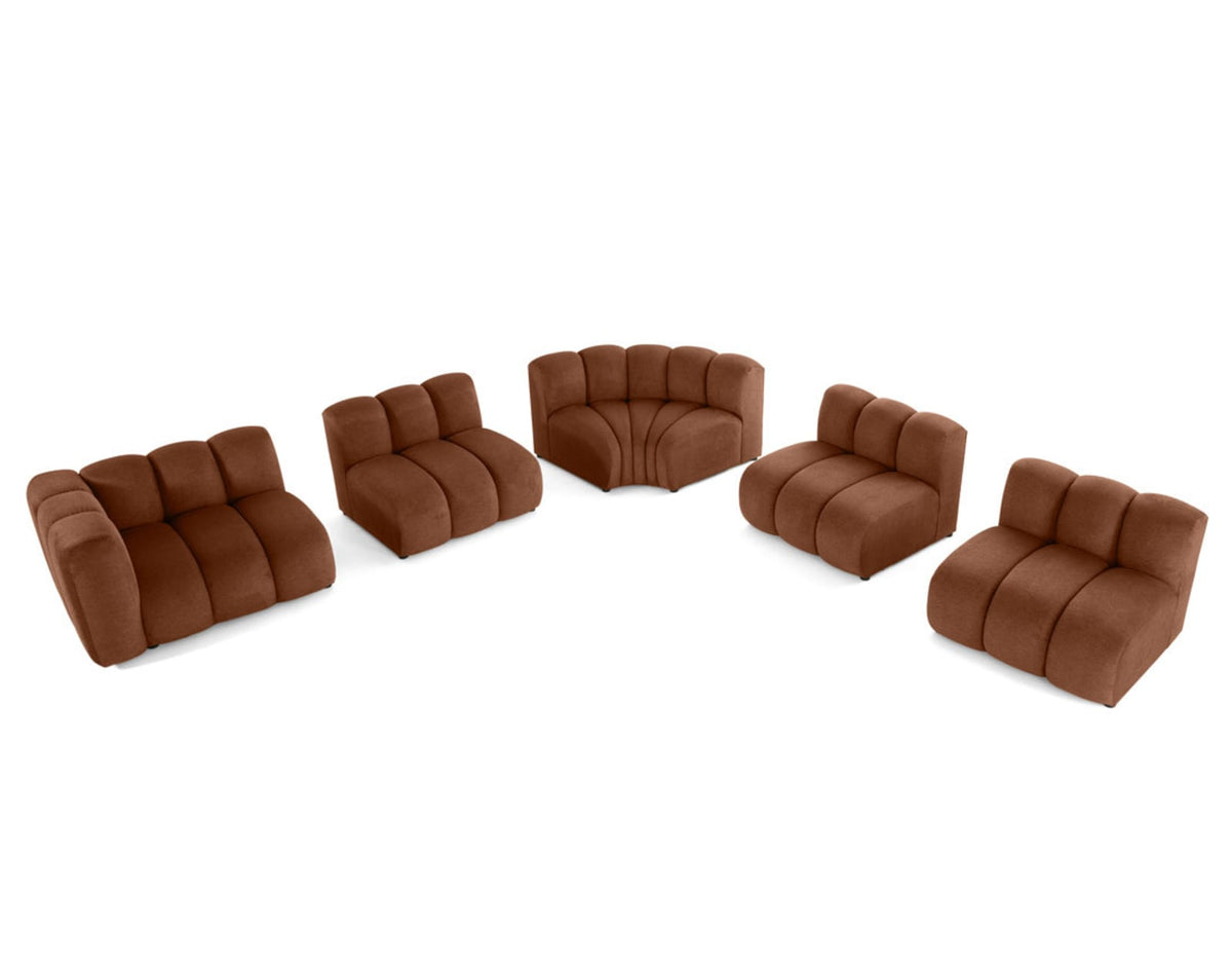 Canapé CLOUD modulable d'angle droit 5 places en tissu texturé terracotta - DEBBIE