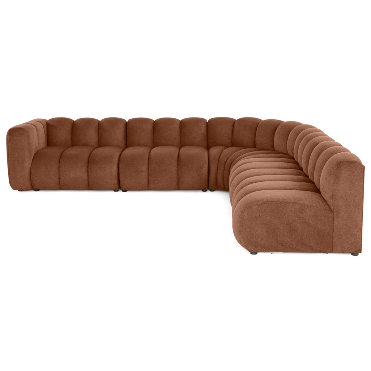 Canapé CLOUD modulable d'angle droit 5 places en tissu texturé terracotta - DEBBIE