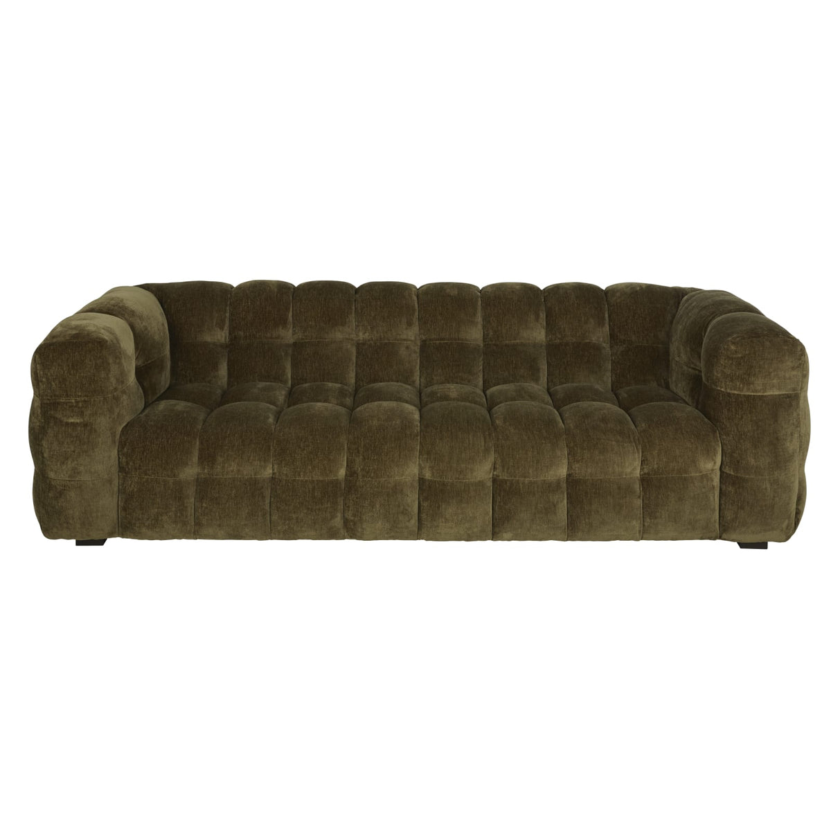 Canapé CLOUD 3/4 places en velours vert kaki effet vieilli - LILO