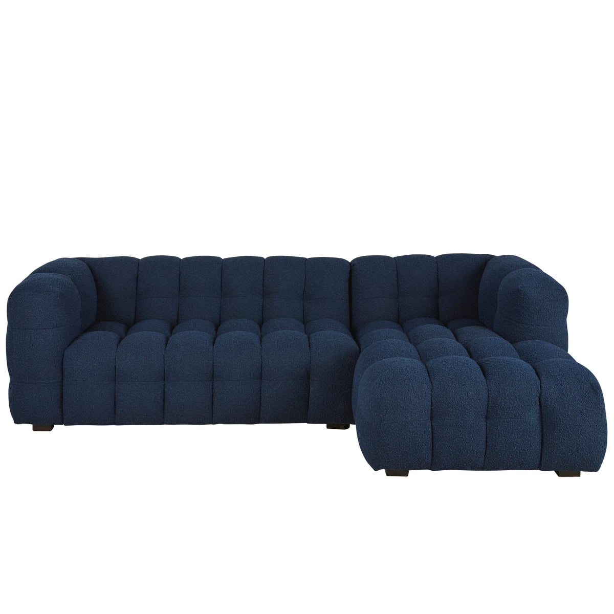 Canapé CLOUD d'angle droit 4/5 places en bouclette bleu nuit - LILO