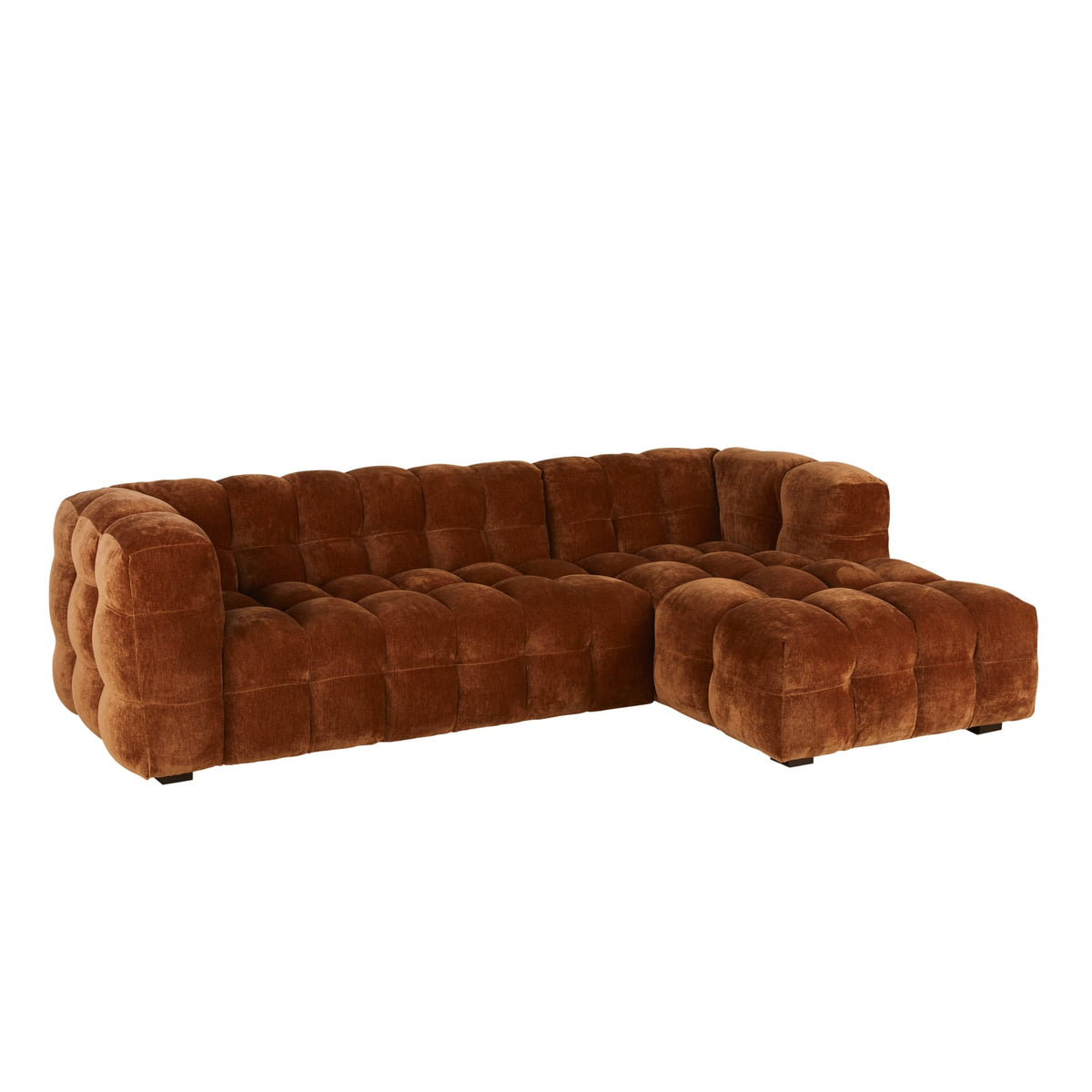 Canapé CLOUD d'angle droit 4/5 places en velours bronze effet vieilli - LILO