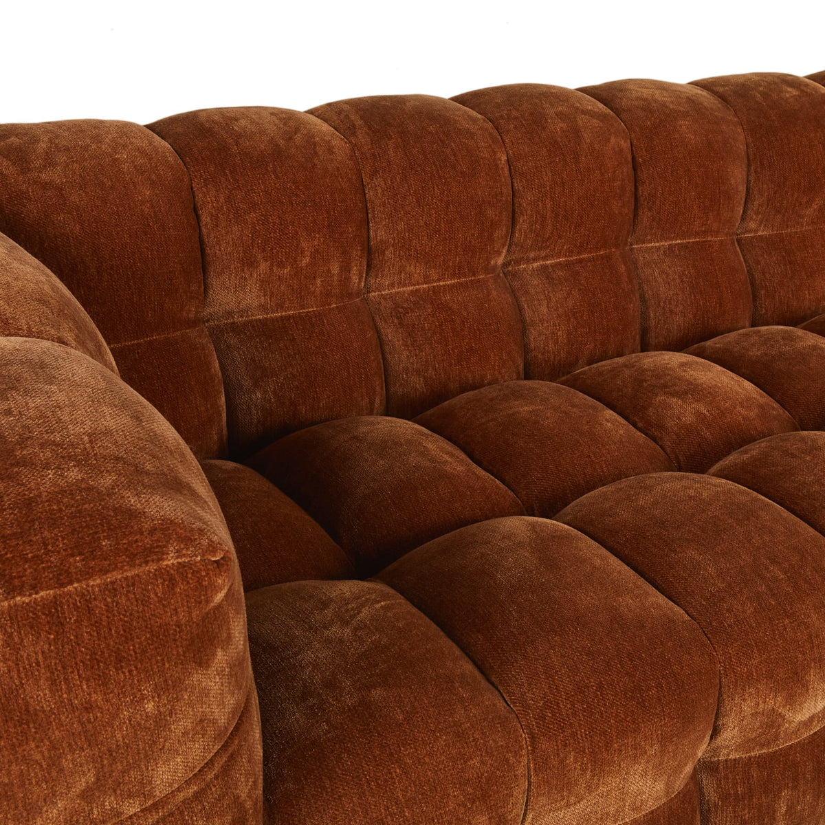 Canapé CLOUD d'angle droit 4/5 places en velours bronze effet vieilli - LILO