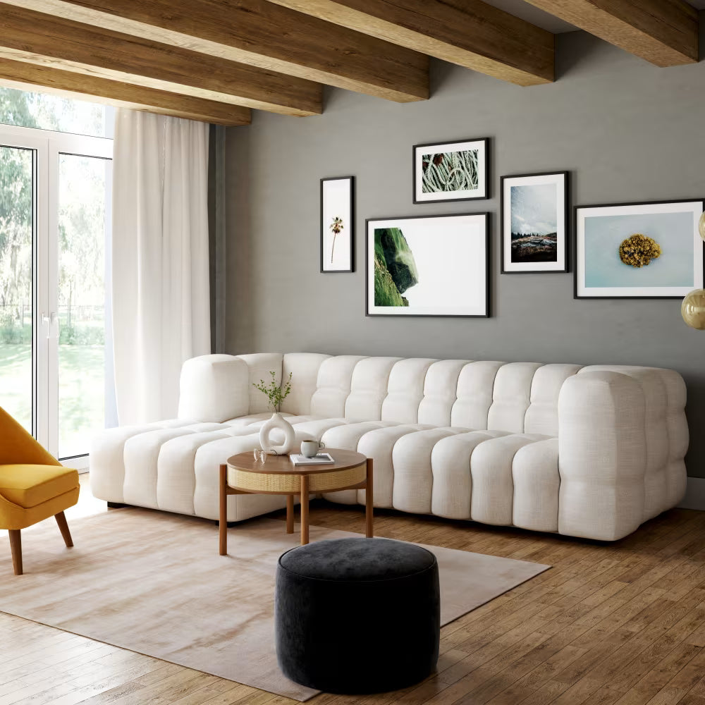 Canapé CLOUD d'angle gauche 4/5 places beige sable - LILO
