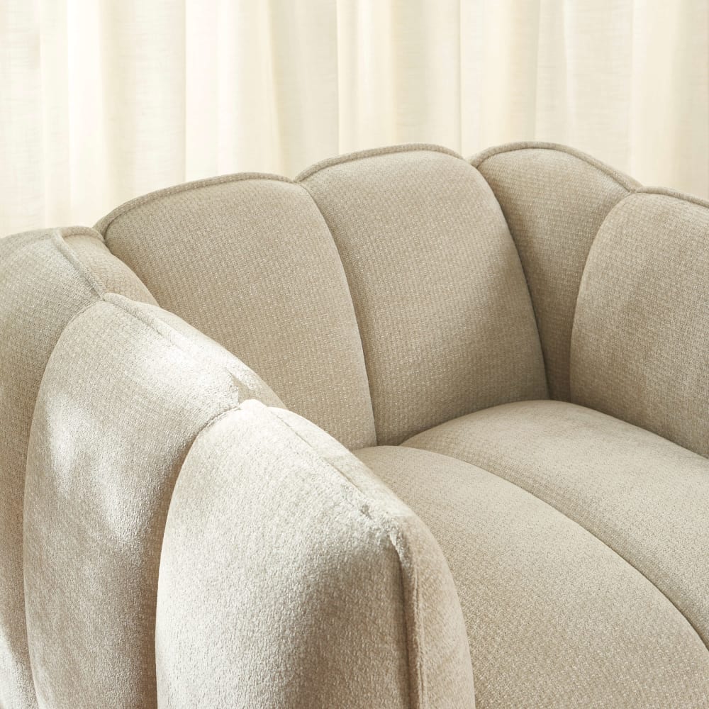 Fauteuil CLOUD 1 place en tissu chenille beige - MATILDA