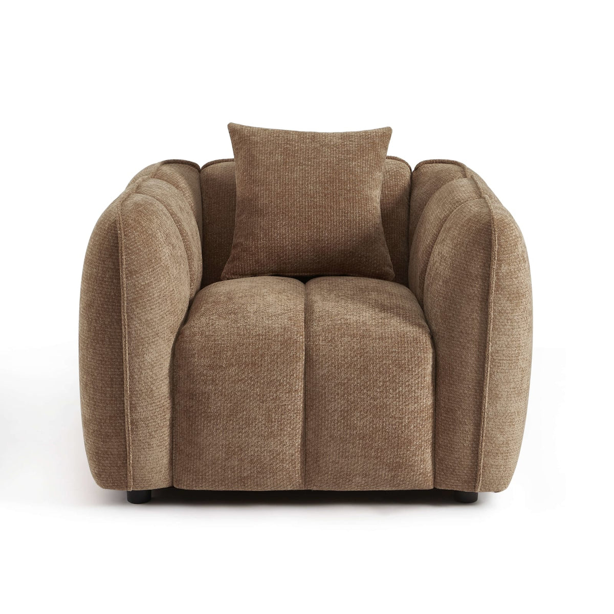 Fauteuil CLOUD 1 place en tissu chenille marron - MATILDA