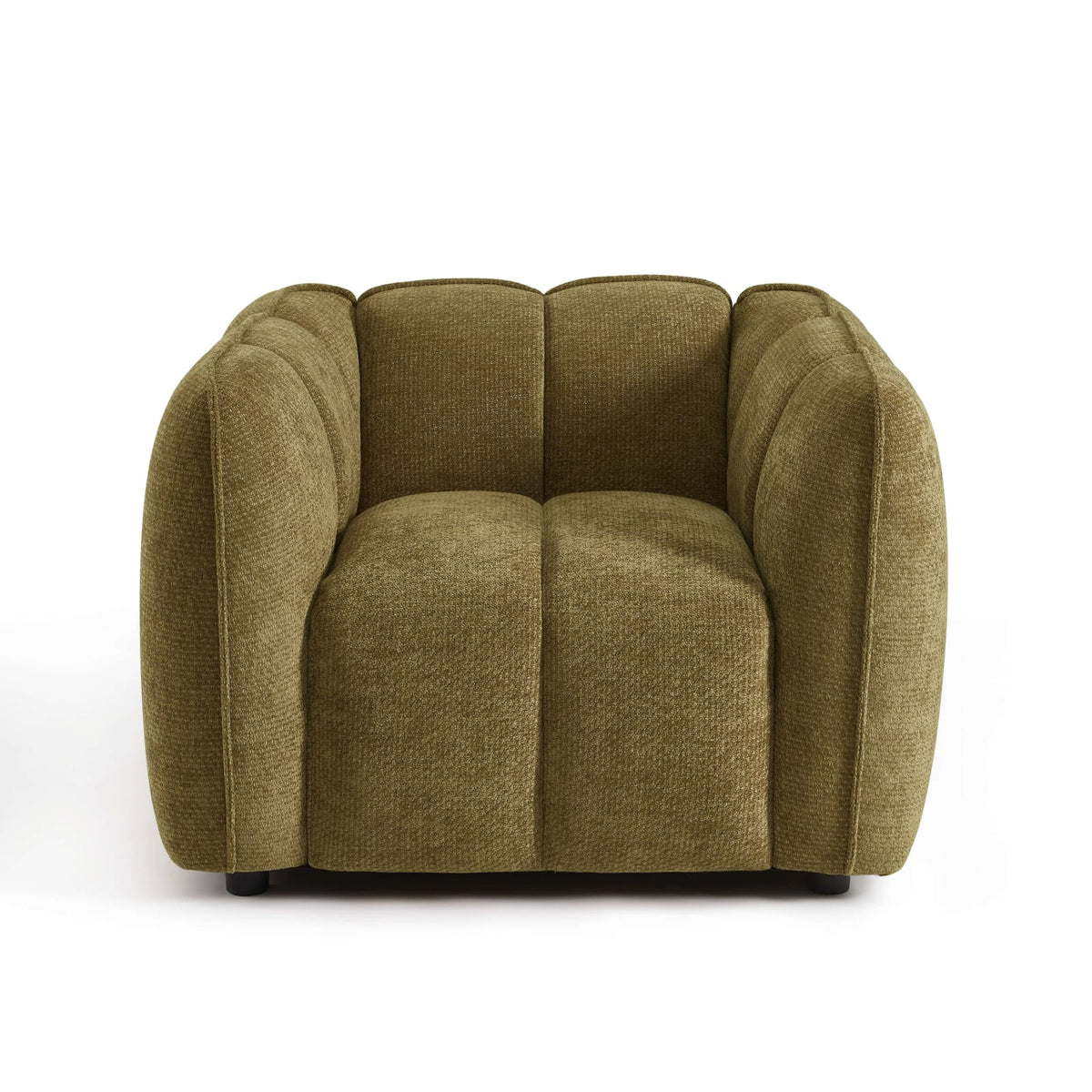 Fauteuil CLOUD 1 place en tissu chenille vert - MATILDA