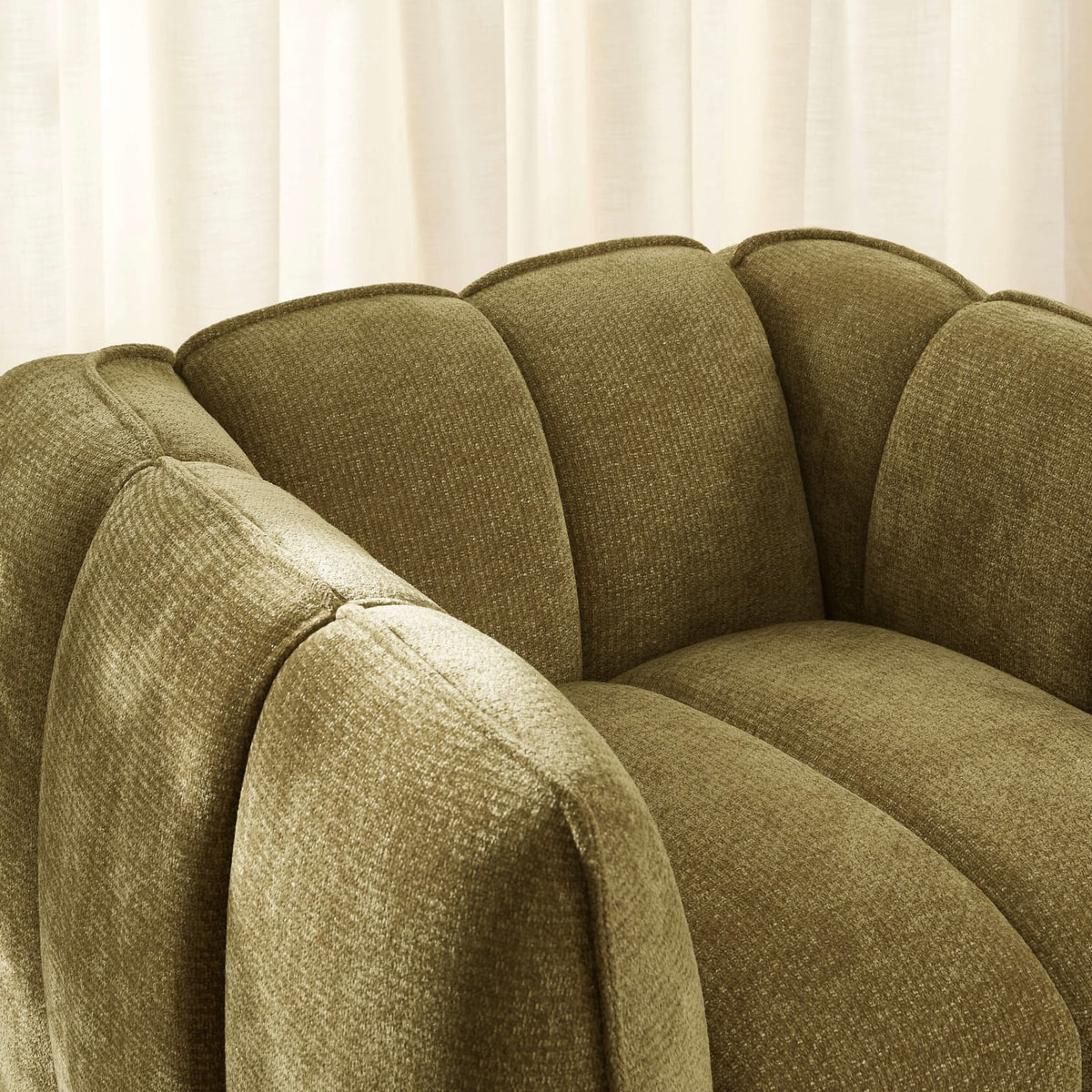 Fauteuil CLOUD 1 place en tissu chenille vert - MATILDA