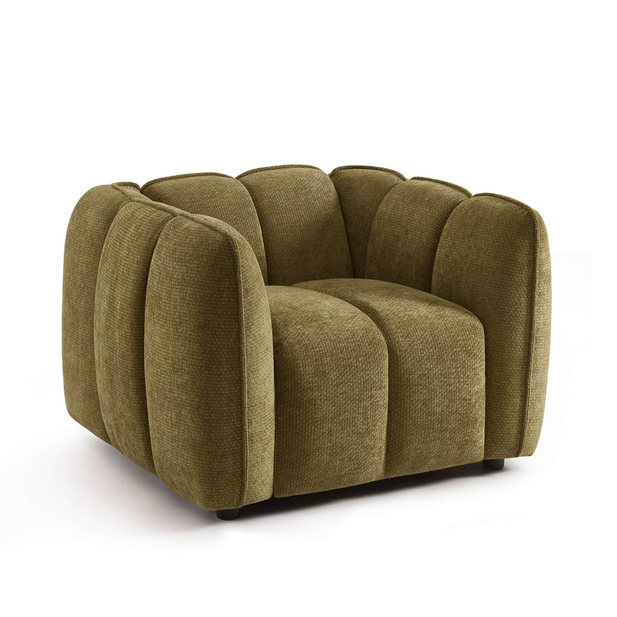 Fauteuil CLOUD 1 place en tissu chenille vert - MATILDA