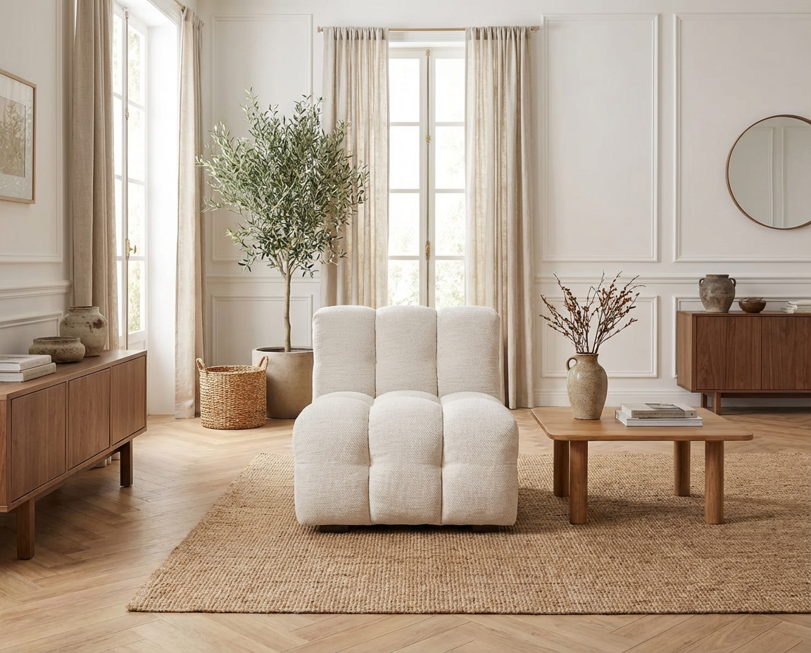 Chauffeuse CLOUD pour canapé modulable beige sable - LILO