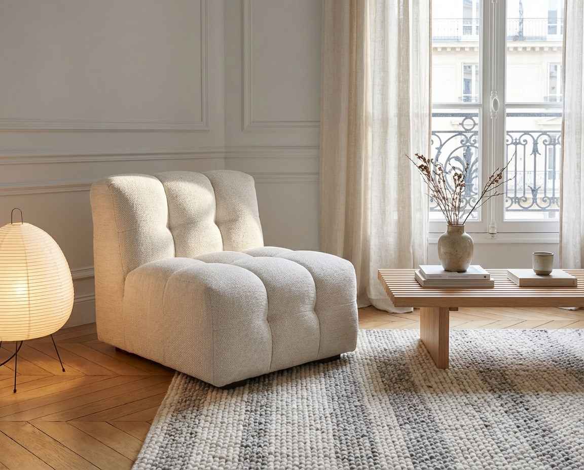 Chauffeuse CLOUD pour canapé modulable beige sable - LILO