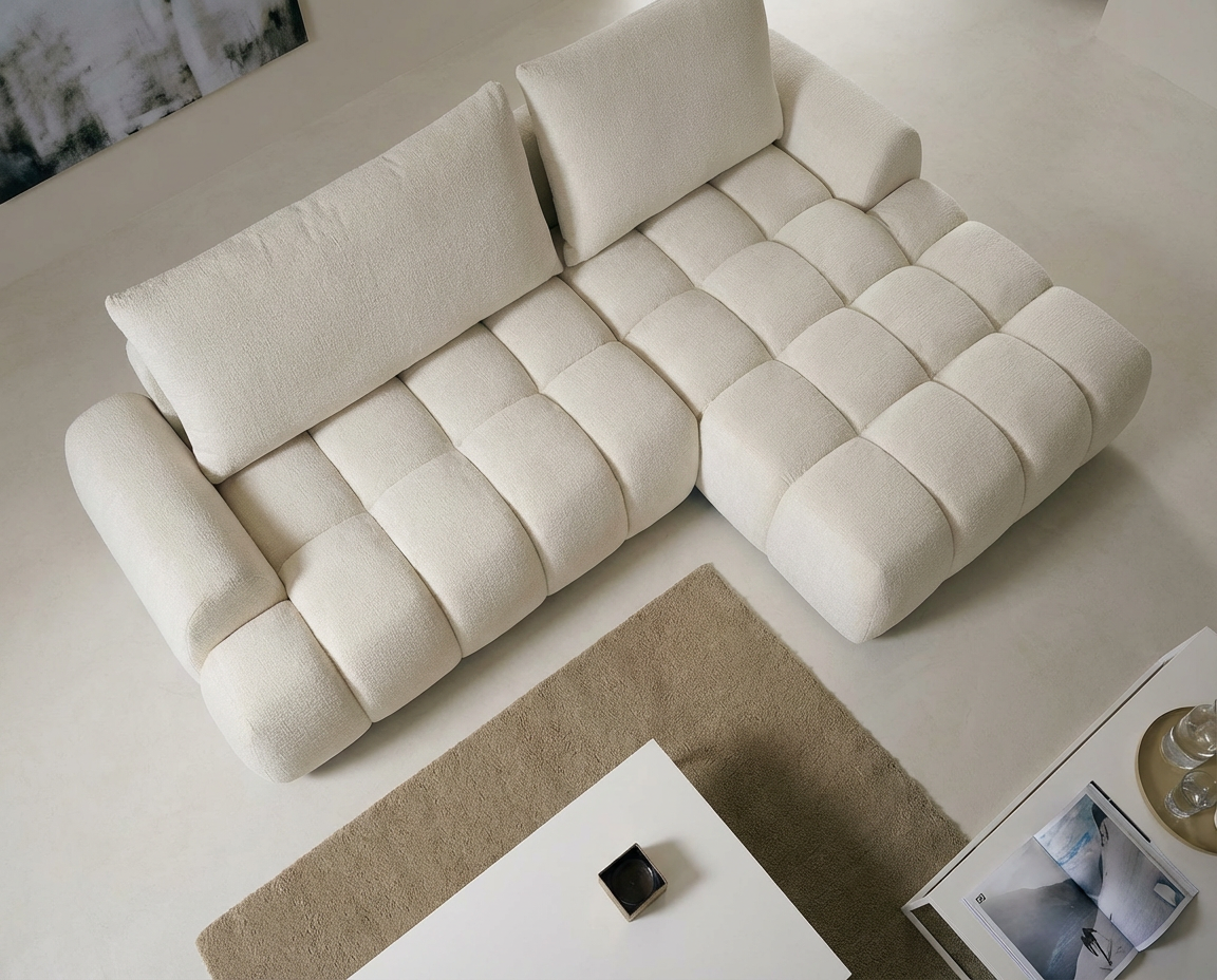 Canapé CLOUD d'angle gauche convertible beige - FARNETA