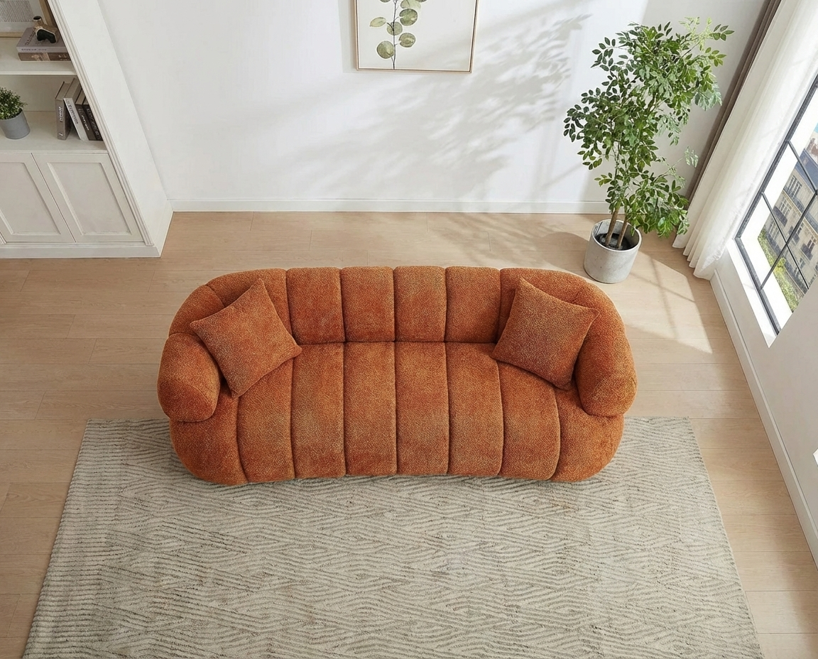 Canapé CLOUD Design à 3 places en tissu bouclette terracotta - COLIANI
