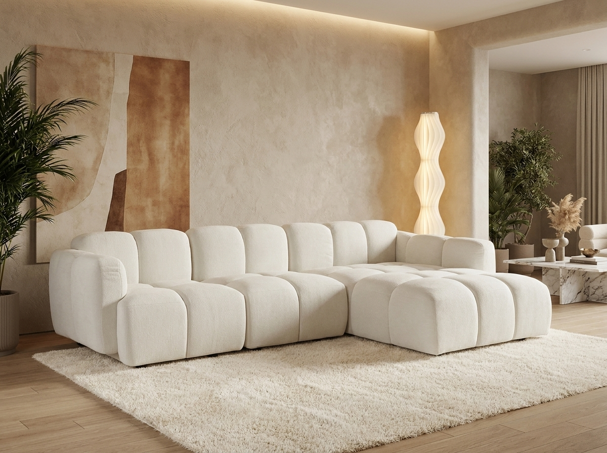 Canapé CLOUD d'angle modulable 4 places blanc cassé - CARLIVI