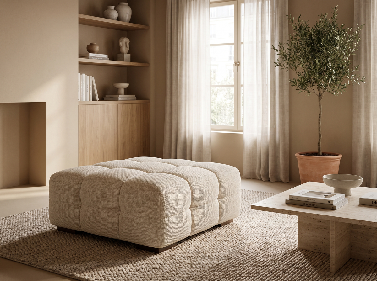 Pouf CLOUD Carré beige sable - LILO